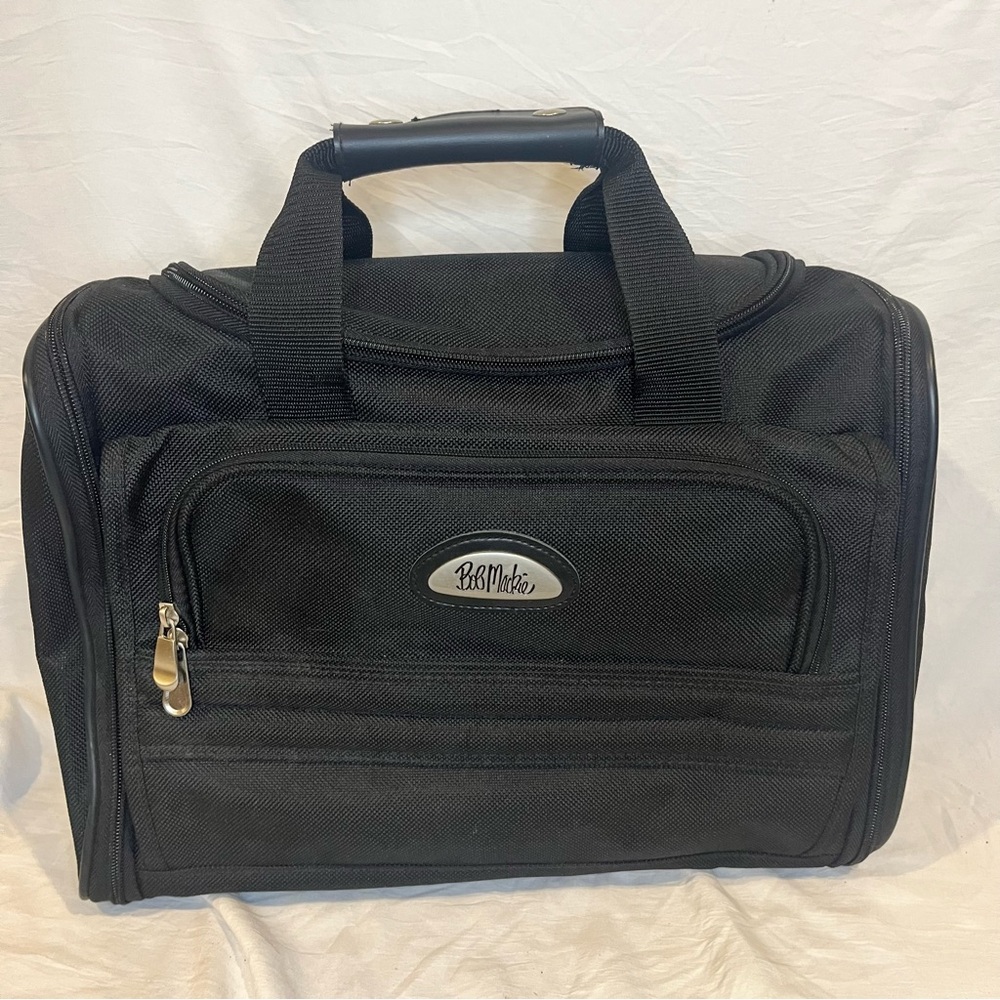 Bob Mackie Black Double Handle Carryon Tote Shoulder Bag Extendable NWOT